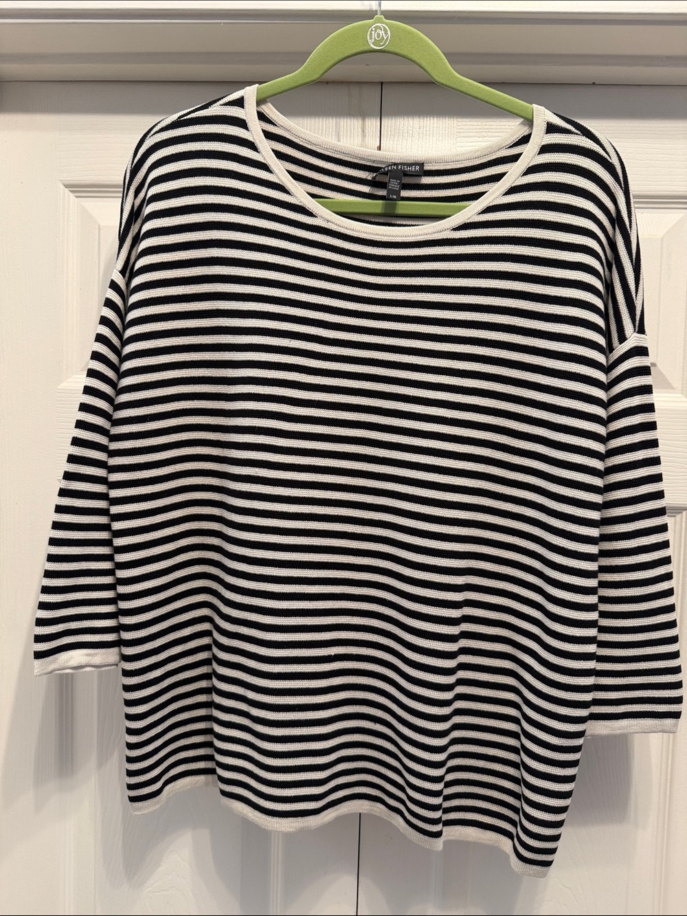 Eileen Fisher Black and White Striped Crewneck Sweater